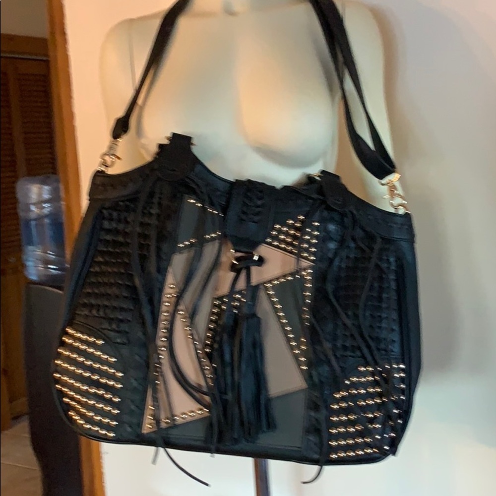 Fringed Beaded Leather Purse